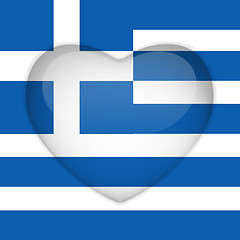 Image showing Greece Flag Heart Glossy Button