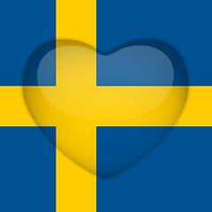 Image showing Sweden Flag Heart Glossy Button