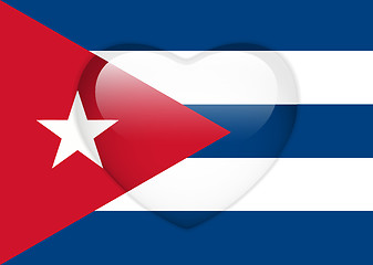 Image showing Cuba Flag Heart Glossy Button