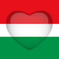 Image showing Hungary Flag Heart Glossy Button