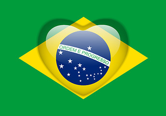 Image showing Brazil Flag Heart Glossy Button