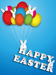 Image showing Happy Easter Rabbit Balloons Eggs
