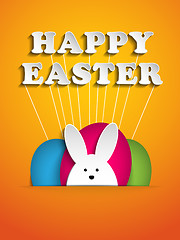 Image showing Happy Easter Rabbit Bunny on Orange Background