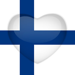 Image showing Finland Flag Heart Glossy Button