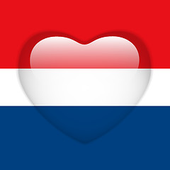 Image showing Netherlands Flag Heart Glossy Button