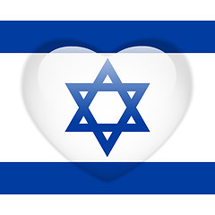 Image showing Israel Flag Heart Glossy Button