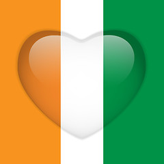 Image showing Ireland Flag Heart Glossy Button