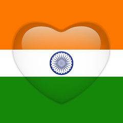 Image showing India Flag Heart Glossy Button