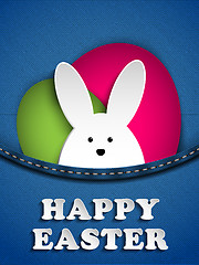 Image showing Happy Easter Rabbit Bunny in Jeans Pocket