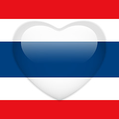 Image showing Thailand Flag Heart Glossy Button