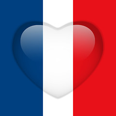 Image showing France Flag Heart Glossy Button