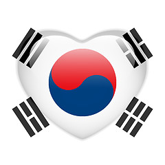 Image showing South Korea Flag Heart Glossy Button