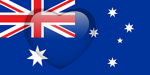 Image showing Australia Flag Heart Glossy Button