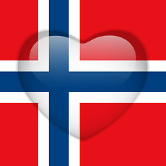 Image showing Norway Flag Heart Glossy Button