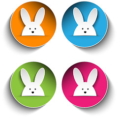 Image showing Set of Four Happy Easter Bunny Stickers