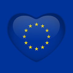 Image showing Europe Flag Heart Glossy Button