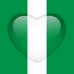 Image showing Nigeria Flag Heart Glossy Button