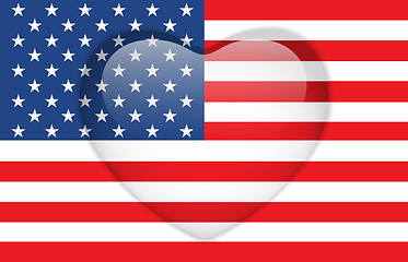 Image showing United States Flag Heart Glossy Button