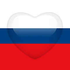 Image showing Russia Flag Heart Glossy Button