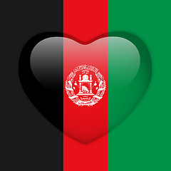 Image showing Afghanistan Flag Heart Glossy Button