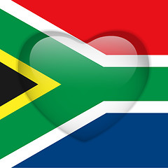 Image showing South Africa Flag Heart Glossy Button