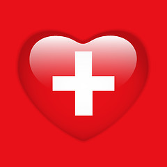 Image showing Switzerland Flag Heart Glossy Button