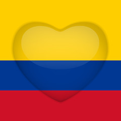 Image showing Colombia Flag Heart Glossy Button