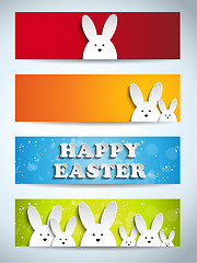 Image showing Happy Easter Rabbit Bunny Set of Banners