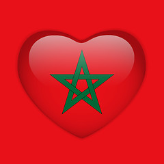 Image showing Morocco Flag Heart Glossy Button