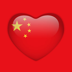 Image showing China Flag Heart Glossy Button