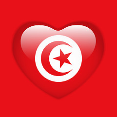 Image showing Tunisia Flag Heart Glossy Button