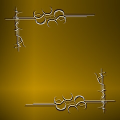 Image showing Vintage golden frame on dark ornate background