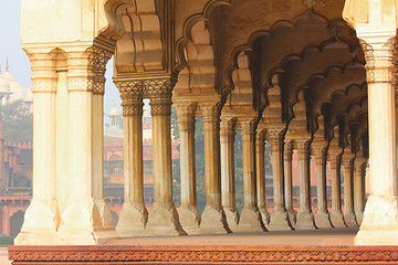 Image showing columns in palace - agra fort