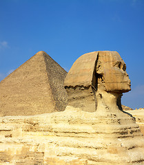 Image showing egypt Cheops pyramid and sphinx