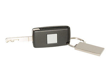 Image showing Automobile key with blank plate and keychain