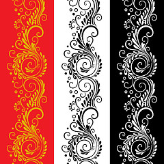 Image showing Three decorative flower seamless patterns