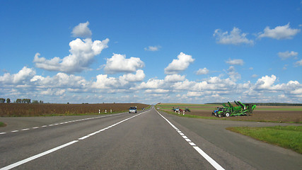 Image showing The asphalted road and the blue sky