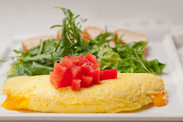 Image showing cheese ometette with tomato and salad