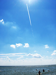 Image showing The bright blue sky and the sun