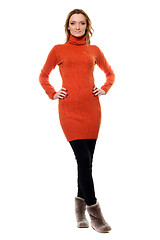 Image showing woman in orange sweater