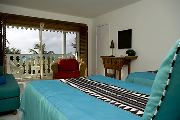 Image showing hotel room luxury with sea view