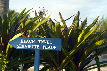 Image showing beach towel sign