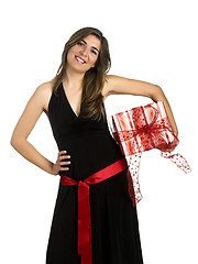 Image showing Happy woman with a gift