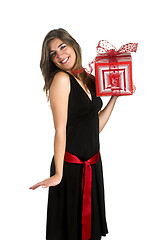 Image showing Happy woman with a gift