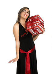 Image showing Happy woman with a gift