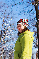 Image showing A teenage girl in the Park in the winter