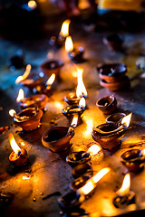 Image showing Burning candles in the Indian temple.