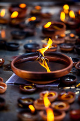 Image showing Burning candles in the Indian temple.