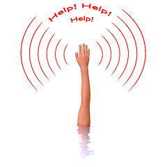 Image showing hand calls the help