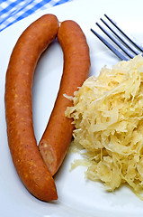 Image showing German deli Sauerkraut with sausage